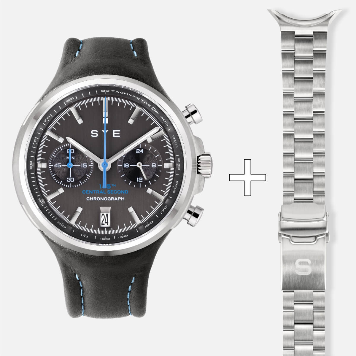 Chronograph steel watch + free steel bracelet