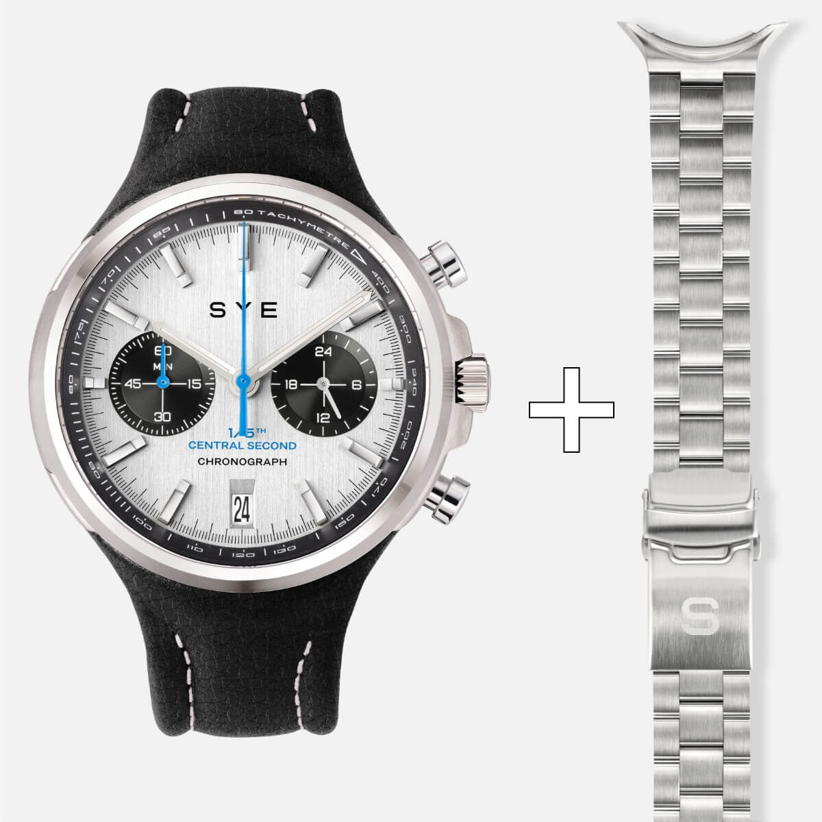 Chronograph steel watch + free steel bracelet