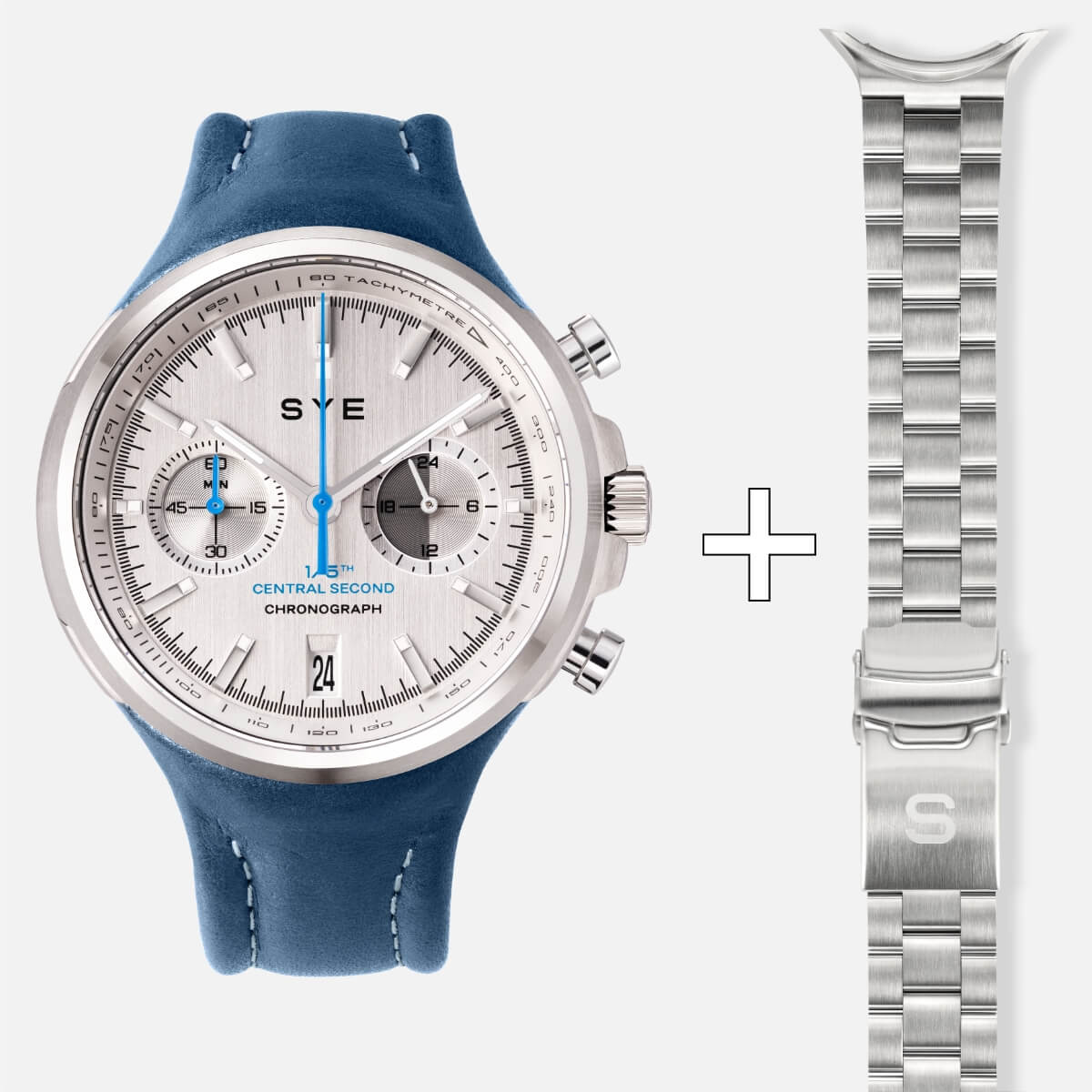 Chronograph steel watch + free steel bracelet